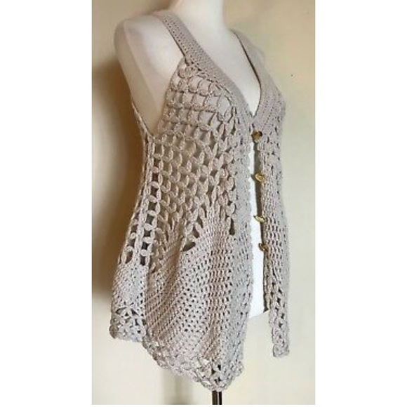 Free People Open Knit Cardigan Sweater Vest - S - Picture 4 of 5